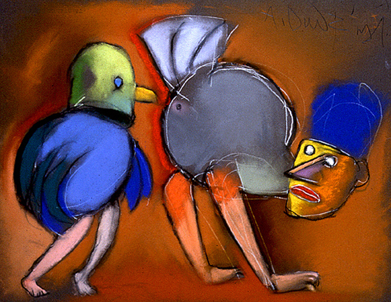 After the Birds IX    1991    acrylic & oil crayon on board    50 x 65cm