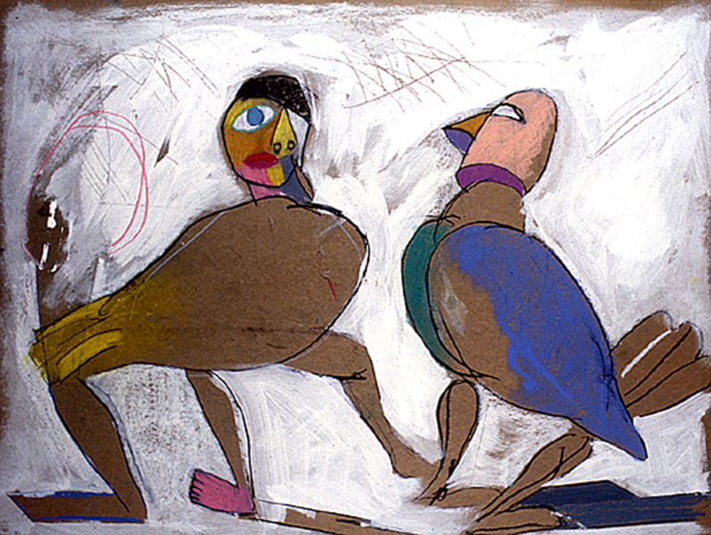 After the Birds VI A    1991    acrylic & oil crayon on board    76 x 101cm