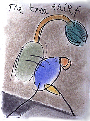 The Tree Thief    1989    oil crayon on paper    30.5 x 24cm