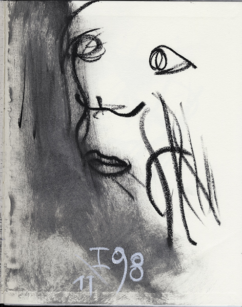 Portret z niepamięci #19    1990 - 1999    kredka olejowa    31 x 24cm